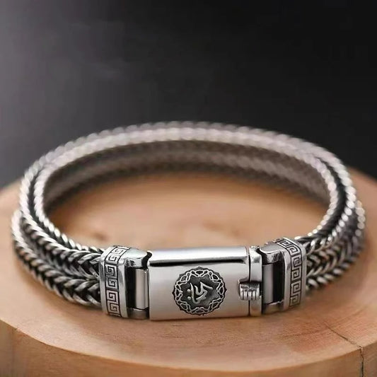 Bracelet Homme Argent Tressage Et Relief