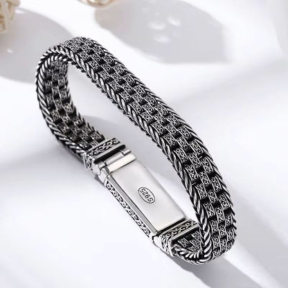 Bracelet Homme Argent tressé gravé