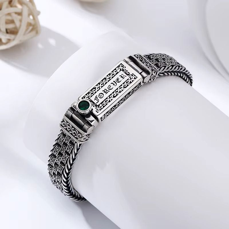 Bracelet Homme Argent tressé gravé