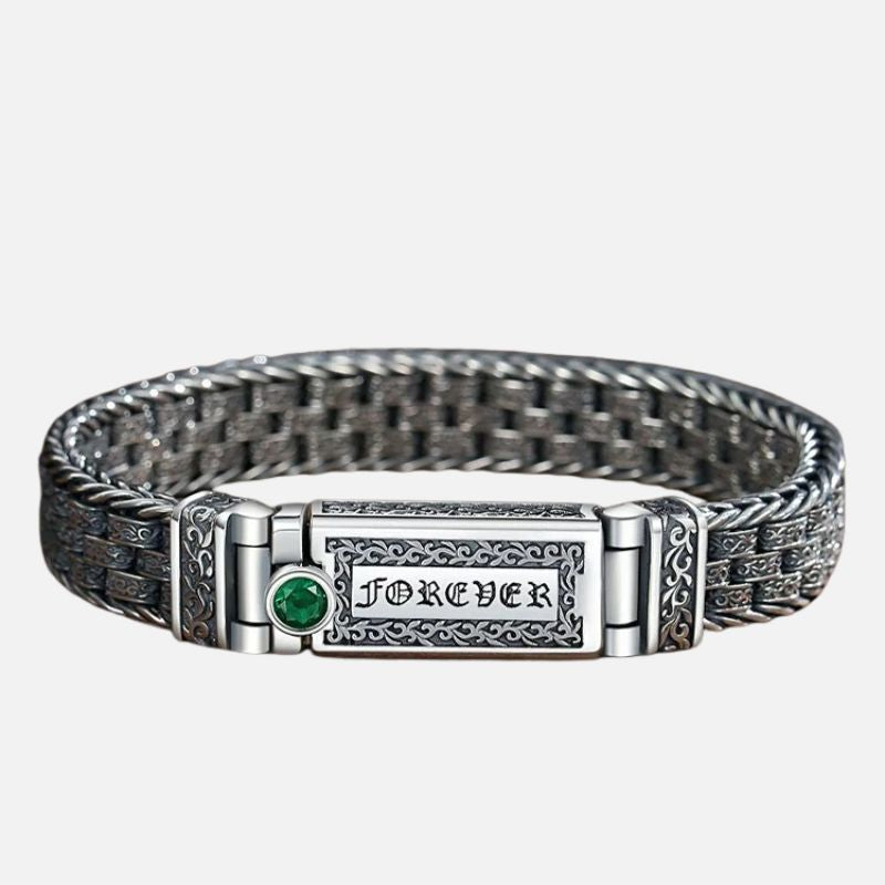 Bracelet Homme Argent tressé gravé