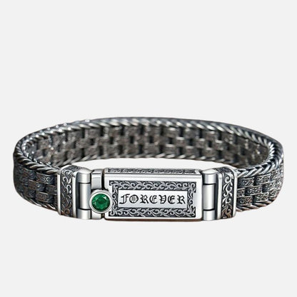 Bracelet Homme Argent tressé gravé