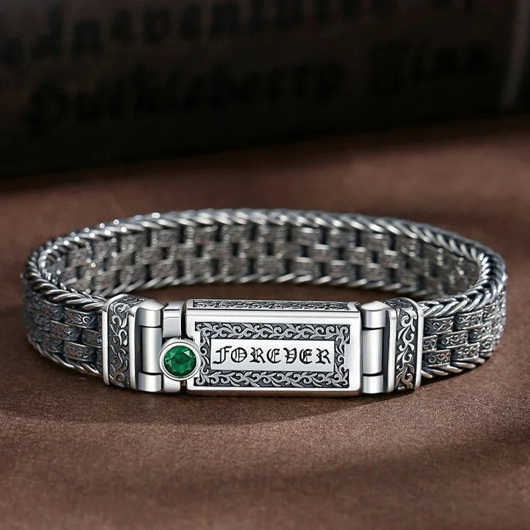 Bracelet Homme Argent tressé gravé