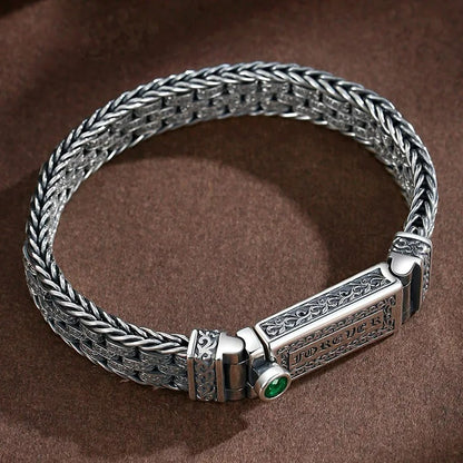 Bracelet Homme Argent tressé gravé