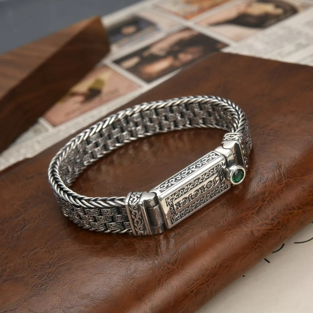 Bracelet Homme Argent tressé gravé