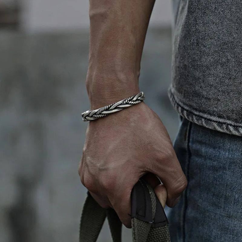Bracelet Homme Argent Tressé Trois Brins