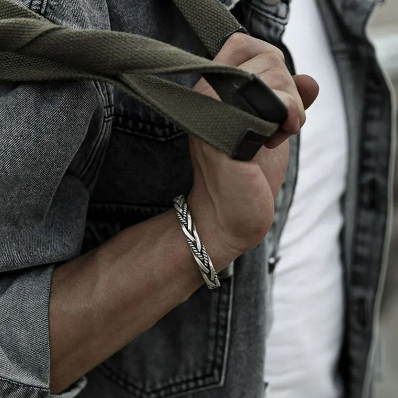 Bracelet Homme Argent Tressé Trois Brins