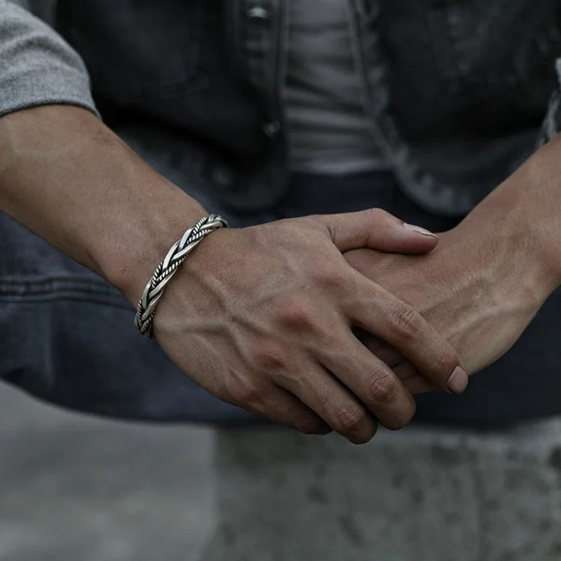 Bracelet Homme Argent Tressé Trois Brins