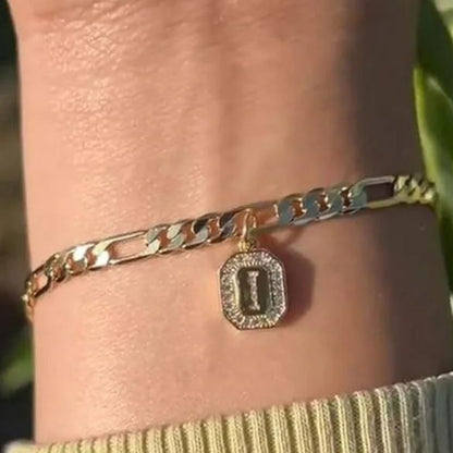 Bracelet Homme Initiale Chaîne Dorée Acier Inoxydable