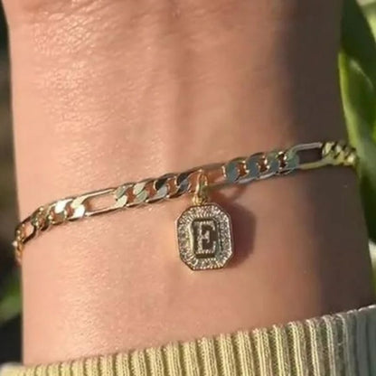 Bracelet Homme Initiale Chaîne Dorée Acier Inoxydable