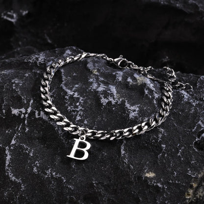 Bracelet Homme Initiale à Maillons Acier Inoxydable