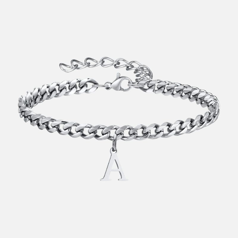 Bracelet Homme Initiale à Maillons Acier Inoxydable
