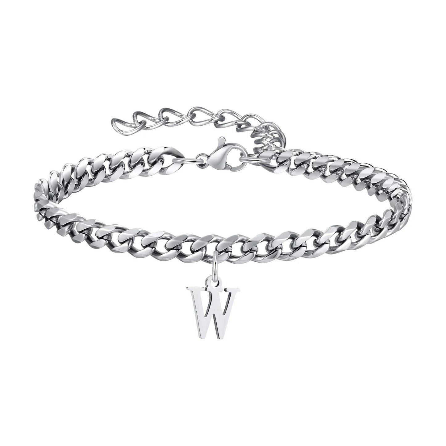 Bracelet Homme Initiale à Maillons Acier Inoxydable