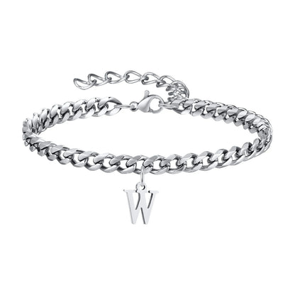 Bracelet Homme Initiale à Maillons Acier Inoxydable