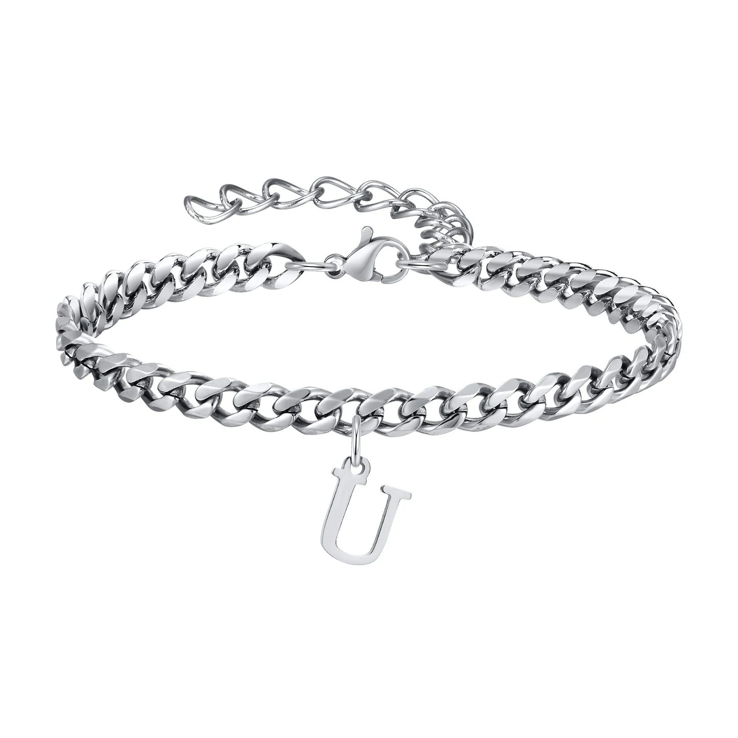 Bracelet Homme Initiale à Maillons Acier Inoxydable