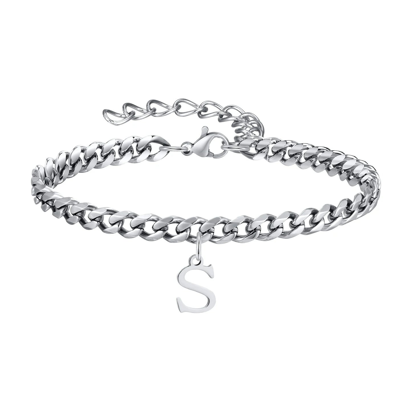 Bracelet Homme Initiale à Maillons Acier Inoxydable