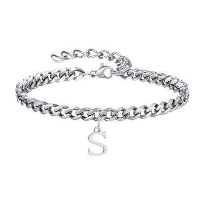 Bracelet Homme Initiale à Maillons Acier Inoxydable
