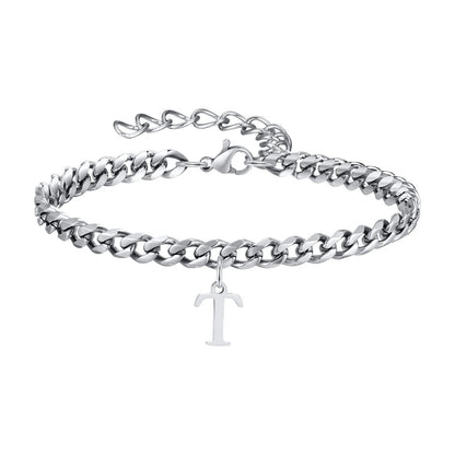 Bracelet Homme Initiale à Maillons Acier Inoxydable