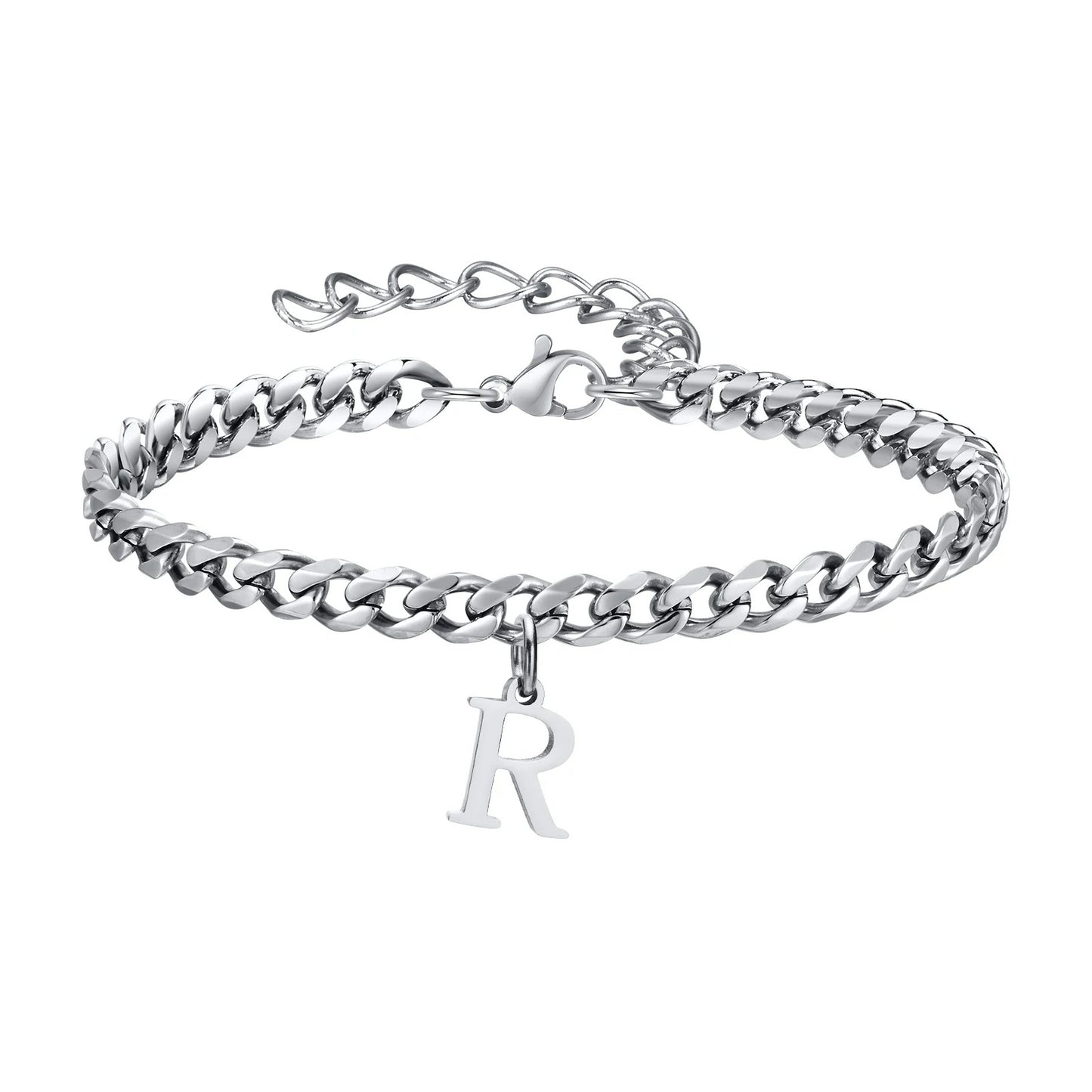 Bracelet Homme Initiale à Maillons Acier Inoxydable