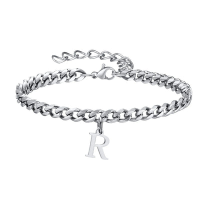 Bracelet Homme Initiale à Maillons Acier Inoxydable