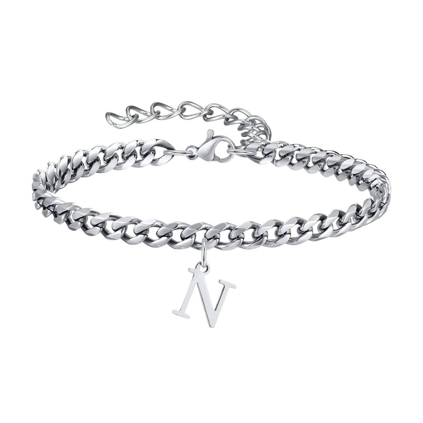 Bracelet Homme Initiale à Maillons Acier Inoxydable