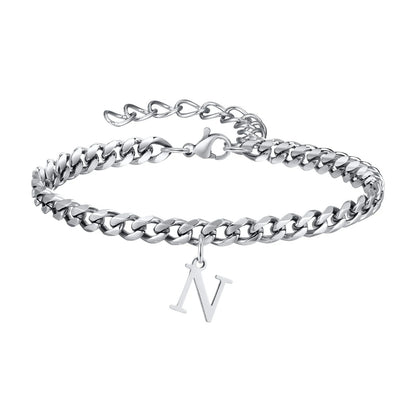 Bracelet Homme Initiale à Maillons Acier Inoxydable