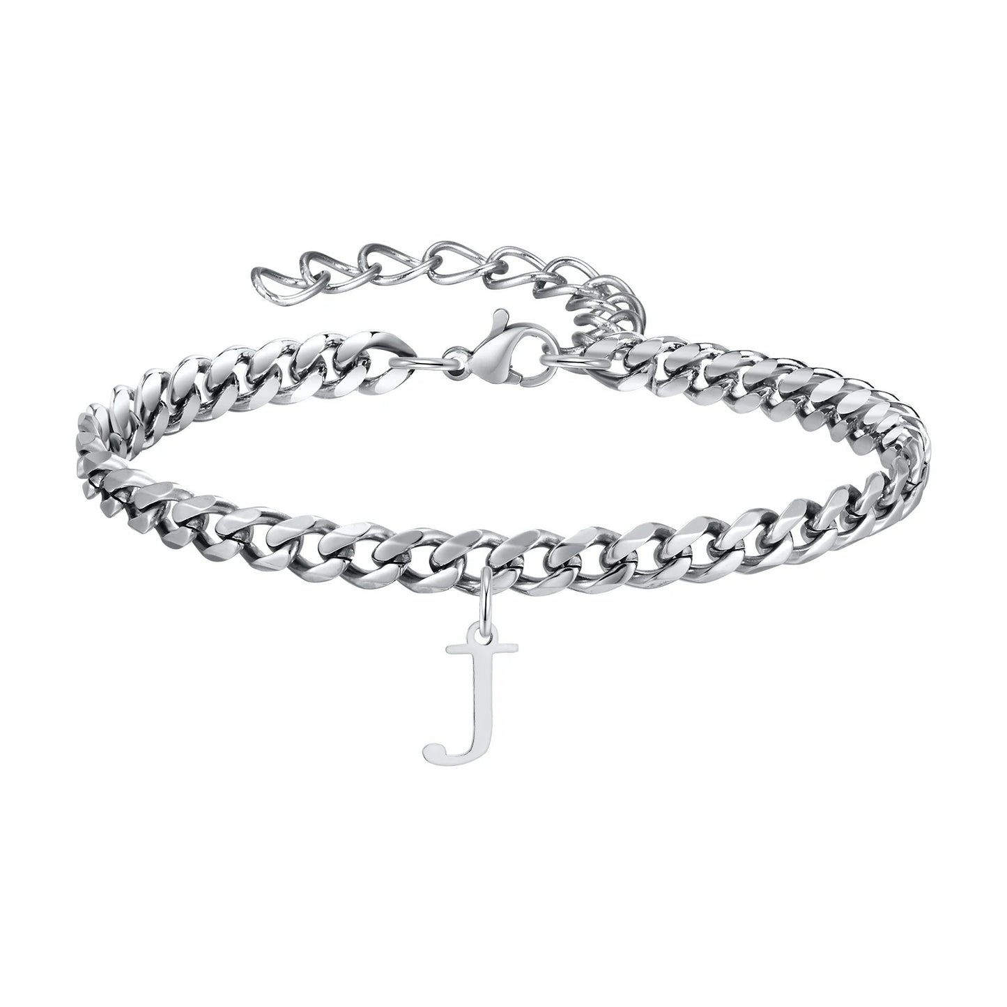 Bracelet Homme Initiale à Maillons Acier Inoxydable