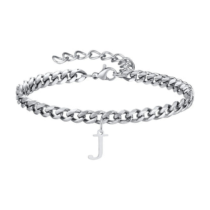 Bracelet Homme Initiale à Maillons Acier Inoxydable