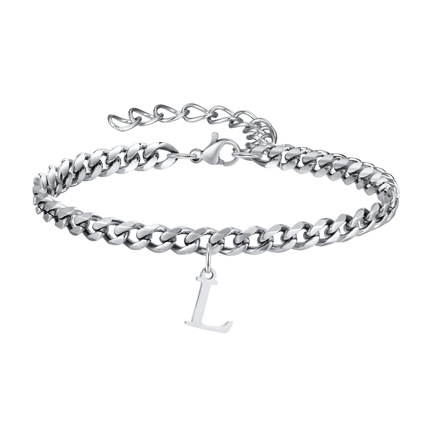 Bracelet Homme Initiale à Maillons Acier Inoxydable