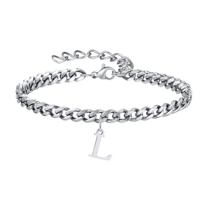 Bracelet Homme Initiale à Maillons Acier Inoxydable