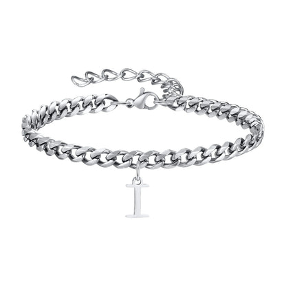 Bracelet Homme Initiale à Maillons Acier Inoxydable