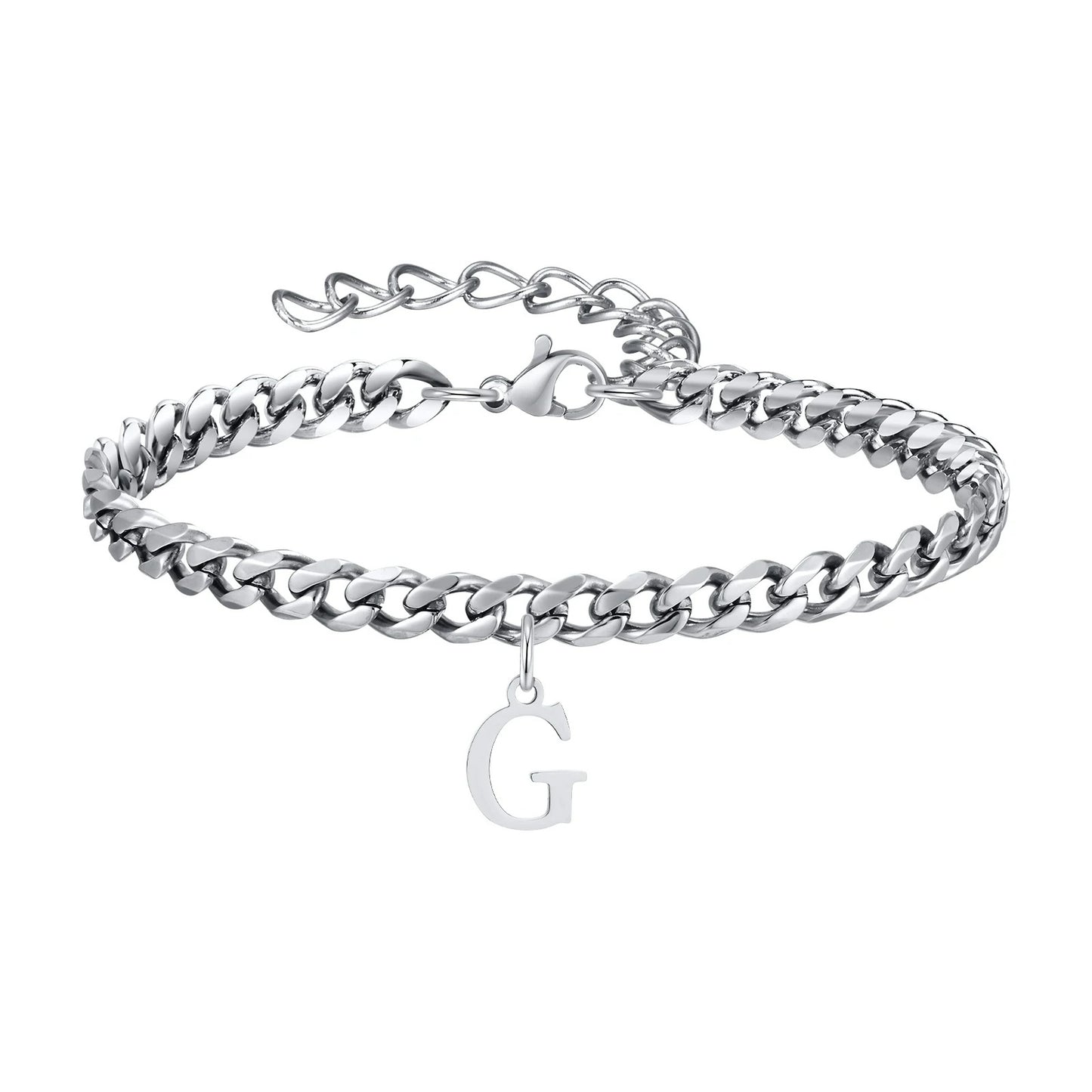 Bracelet Homme Initiale à Maillons Acier Inoxydable
