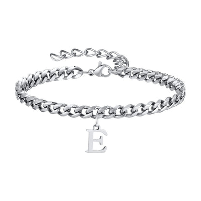Bracelet Homme Initiale à Maillons Acier Inoxydable