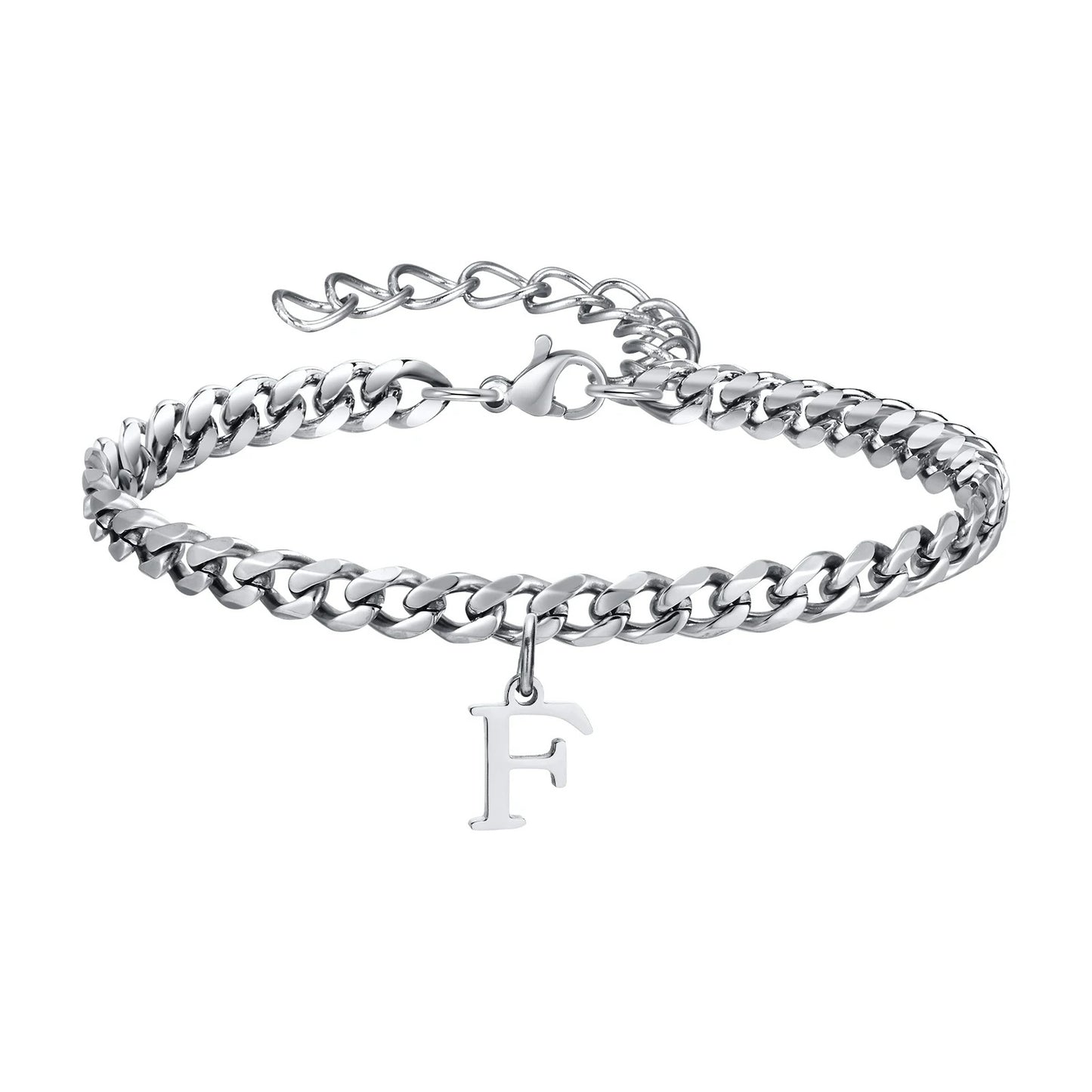 Bracelet Homme Initiale à Maillons Acier Inoxydable