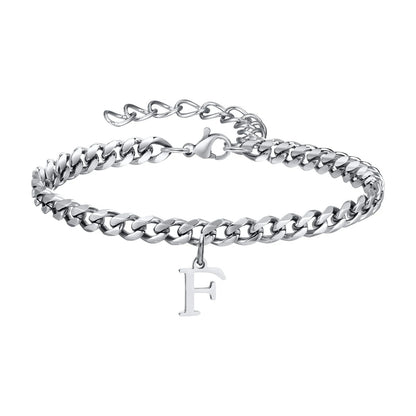 Bracelet Homme Initiale à Maillons Acier Inoxydable