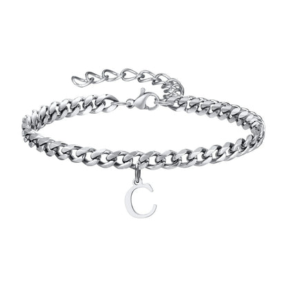 Bracelet Homme Initiale à Maillons Acier Inoxydable