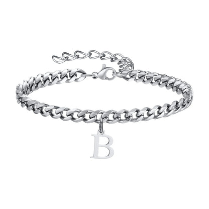 Bracelet Homme Initiale à Maillons Acier Inoxydable