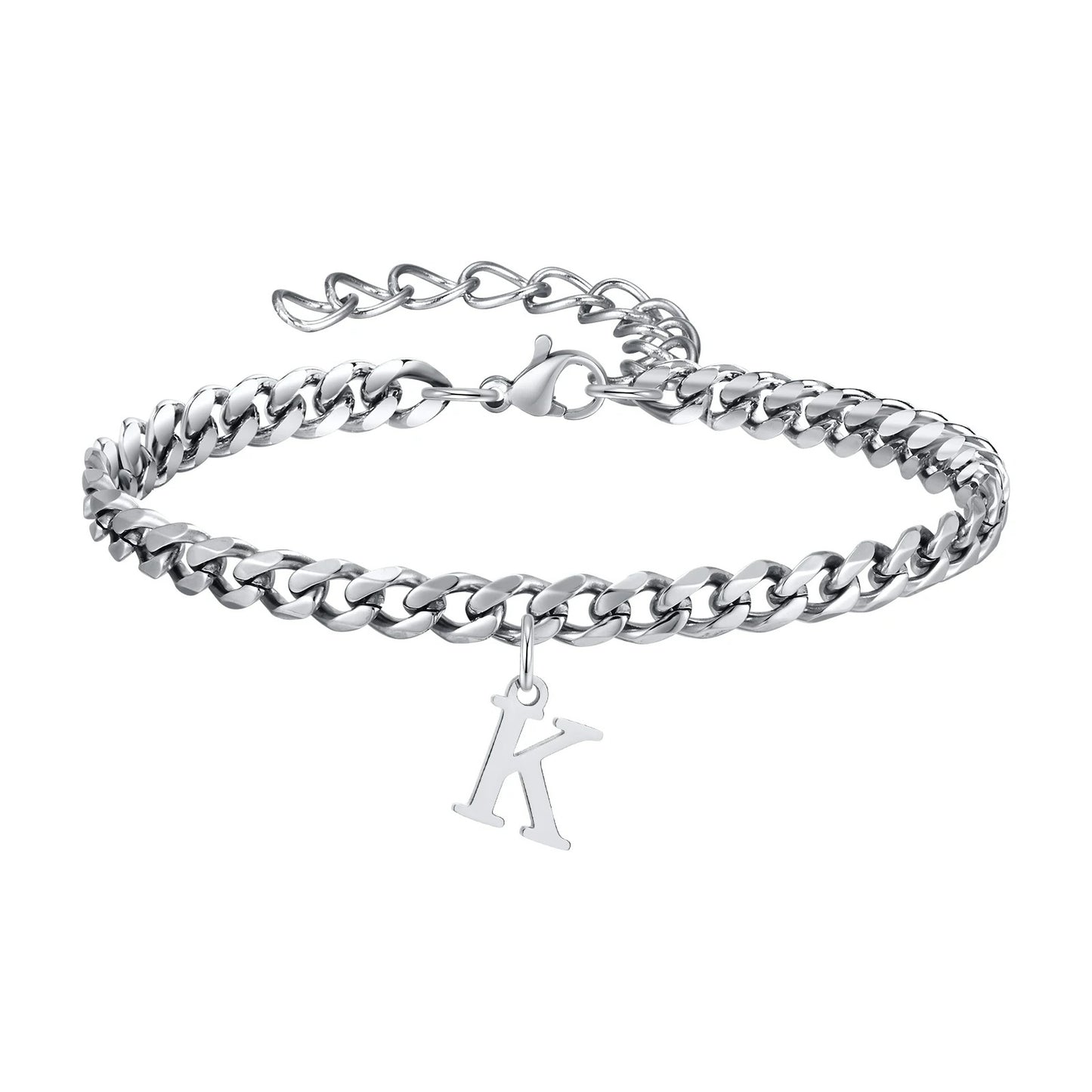 Bracelet Homme Initiale à Maillons Acier Inoxydable