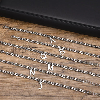 Bracelet Homme Initiale à Maillons Acier Inoxydable