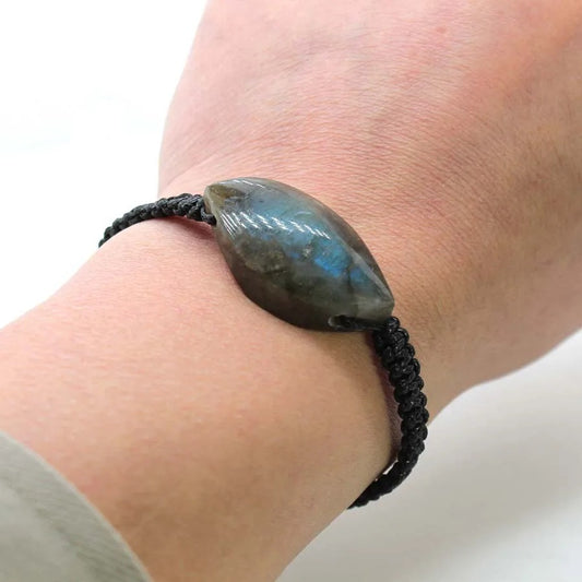 Bracelet Homme Macramé Ajustable Avec Pierre