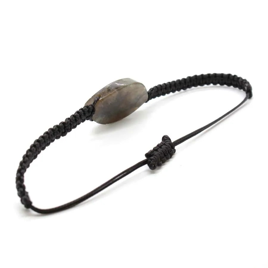Bracelet Homme Macramé Ajustable Avec Pierre