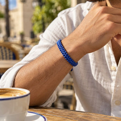Bracelet Homme Macramé Bleu Ajustable