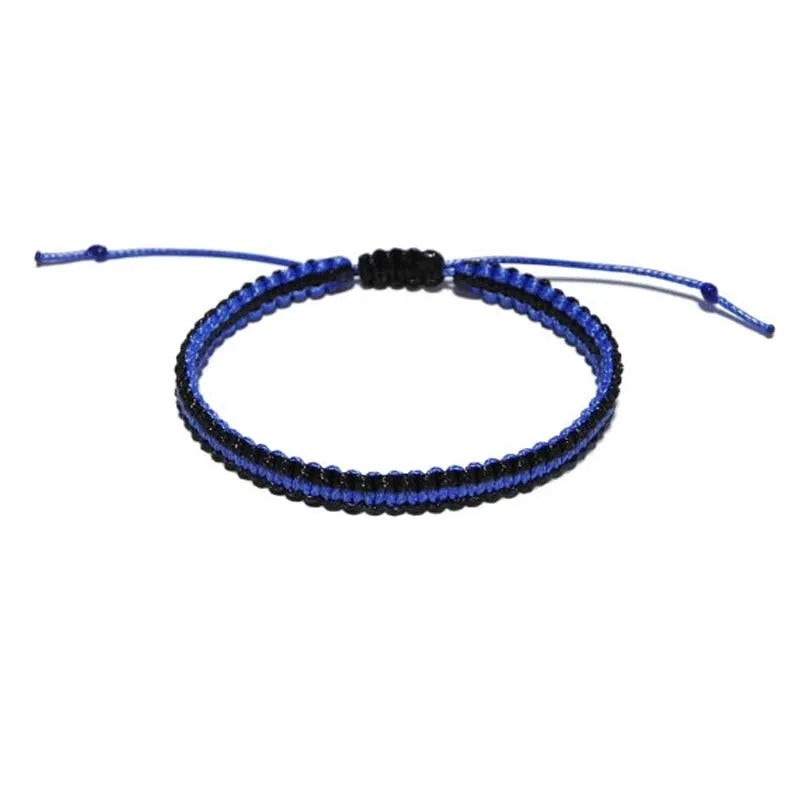 Bracelet Homme Macramé Bleu Et Noir Ajustable