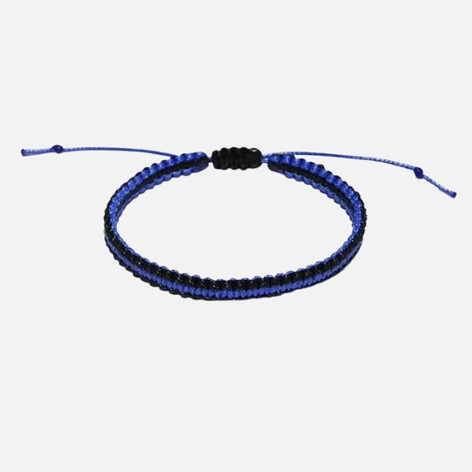 Bracelet Homme Macramé Bleu Et Noir Ajustable