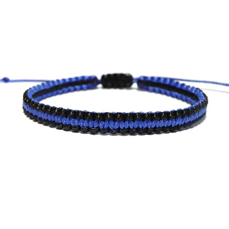 Bracelet Homme Macramé Bleu Et Noir Ajustable
