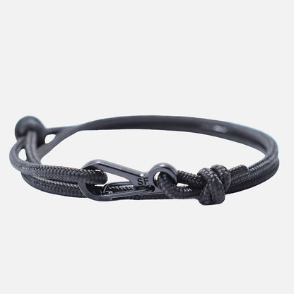 Bracelet Homme Macramé Corde Et Métal Noir