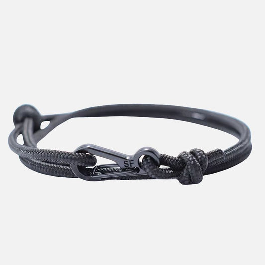 Bracelet Homme Macramé Corde Et Métal Noir