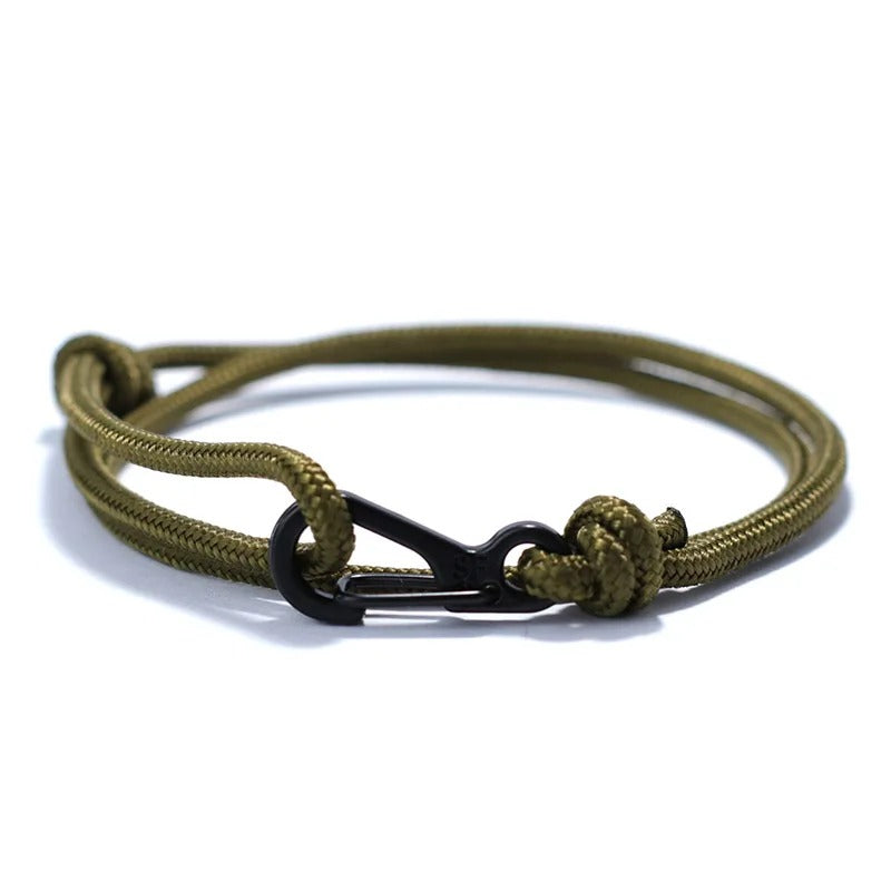 Bracelet Homme Macramé Corde Et Métal Noir