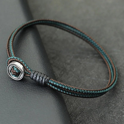Bracelet Homme Macramé Fermoir Bouton