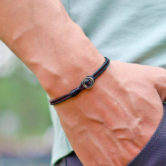 Bracelet Homme Macramé Fermoir Bouton