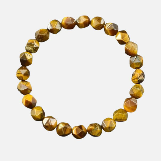 Bracelet Homme Oeil de Tigre Perles Facettées